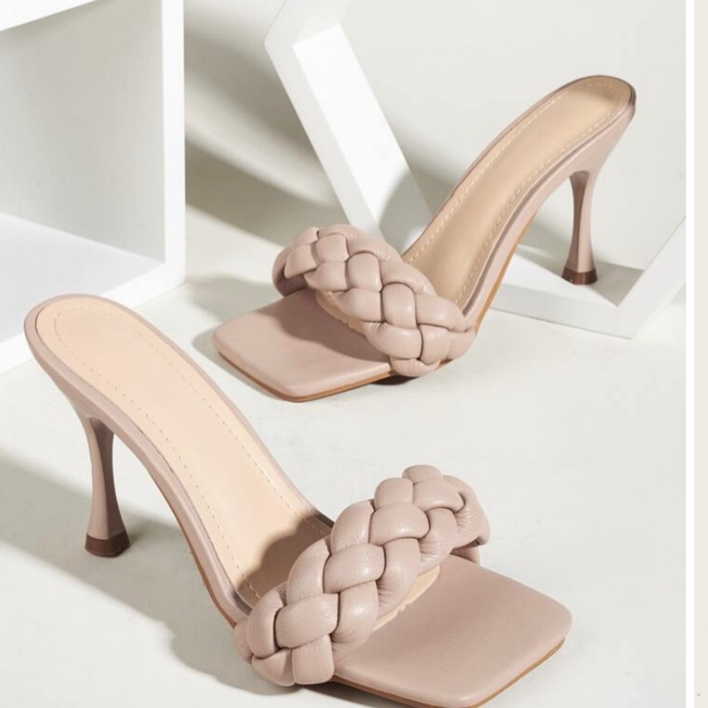 Tan braided heels